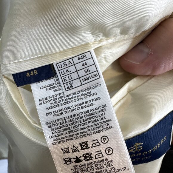 Brooks Brothers Men 44 Regent Fit Linen Tan Blue Plaid Blazer Sports Coat - Picture 8 of 10